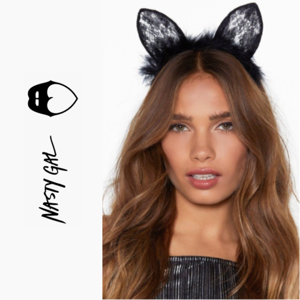 NWT Nasty Gal Black Cat Ears Headband